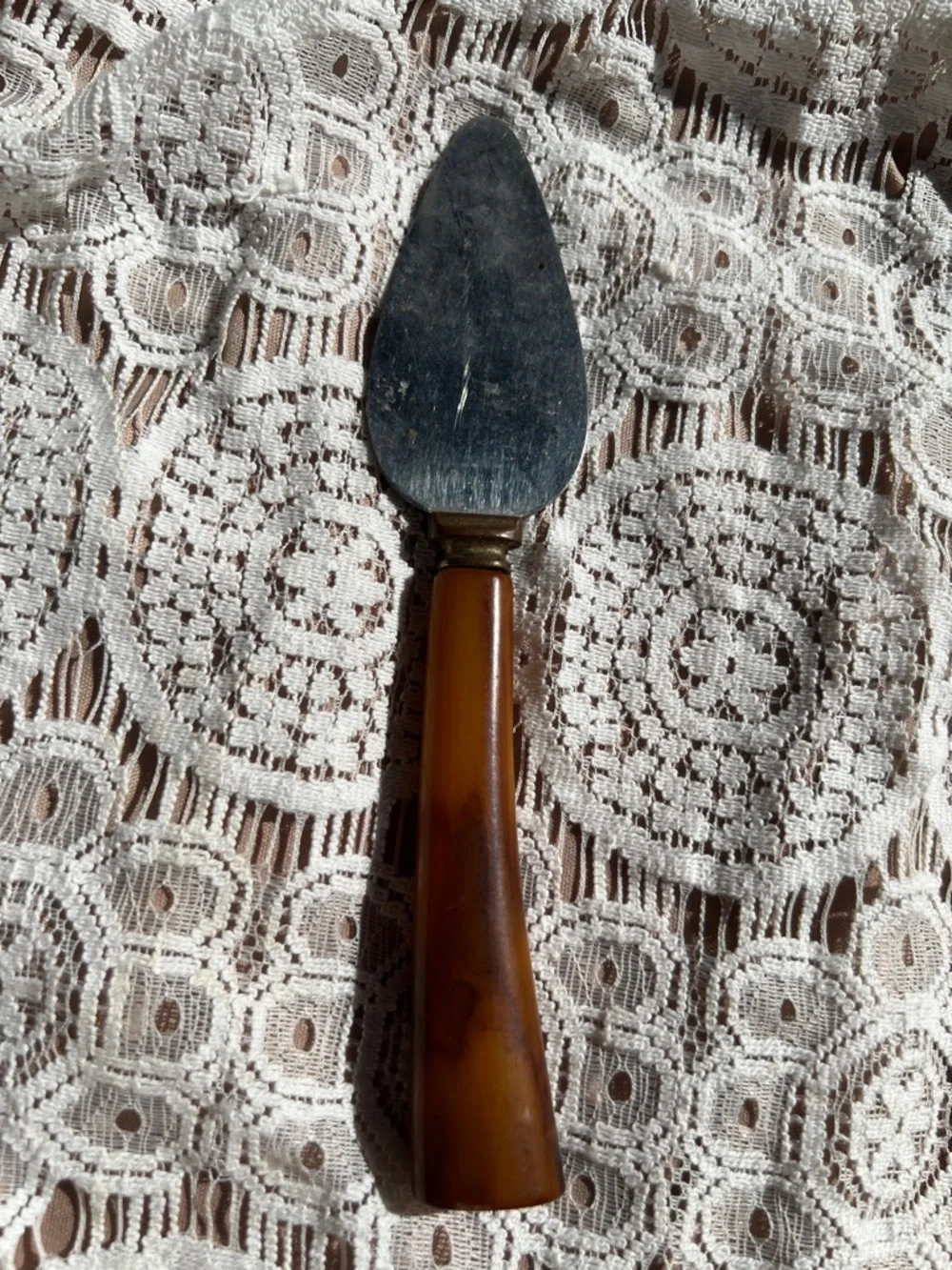 Vintage Cake/Pie Server with Amber Handle